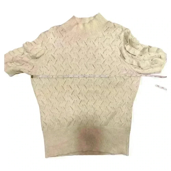 White House Black Market Pointelle Mock Neck Ruffle Sweater Size XL - Picture 4 of 8
